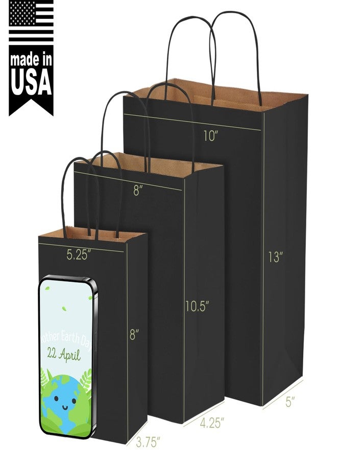 MESHA Black Paper Gift Bags 5.25x3.75x8 Inch 20pcs Small Paper Kraft with Handles Bulk,Grocery Shopping Wedding Party Favor Bag - Image 2